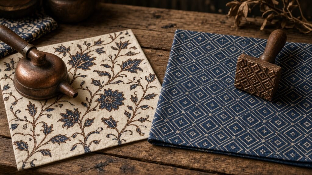Beda batik tulis dan cap: kain batik tulis dengan canting dan batik cap dengan cap tembaga